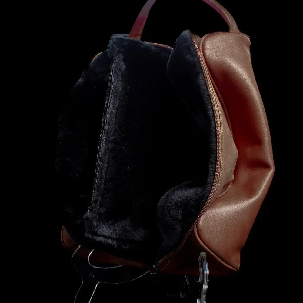 Berman Genuine Leather Wine Carrier Bag Faux Fur Lined | For Two Bottles